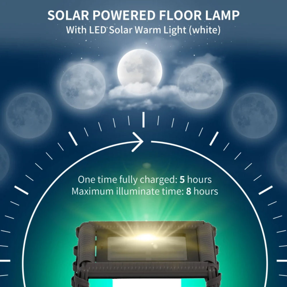 Outsunny Rattan Solar Floor Lamp, 68cm Tall Outdoor Garden Lantern Pathway Light & Decorative Lighting with Auto On/Off LED Lights, IP44, for Porch, Yard, Courtyard, Deck Additional Image 4