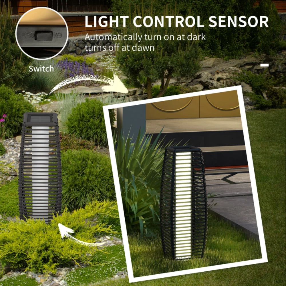 Outsunny Rattan Solar Floor Lamp, 68cm Tall Outdoor Garden Lantern Pathway Light & Decorative Lighting with Auto On/Off LED Lights, IP44, for Porch, Yard, Courtyard, Deck Additional Image 5
