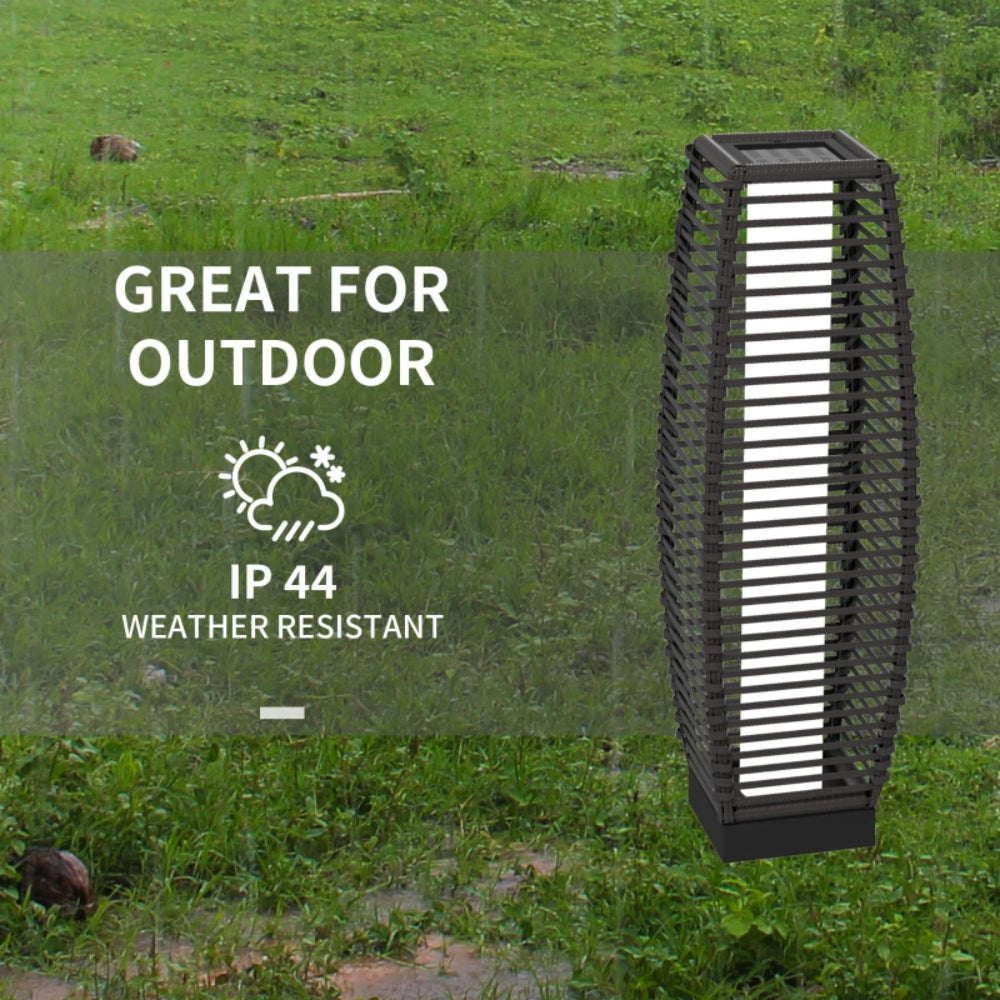 Outsunny Rattan Solar Floor Lamp, 68cm Tall Outdoor Garden Lantern Pathway Light & Decorative Lighting with Auto On/Off LED Lights, IP44, for Porch, Yard, Courtyard, Deck Additional Image 6