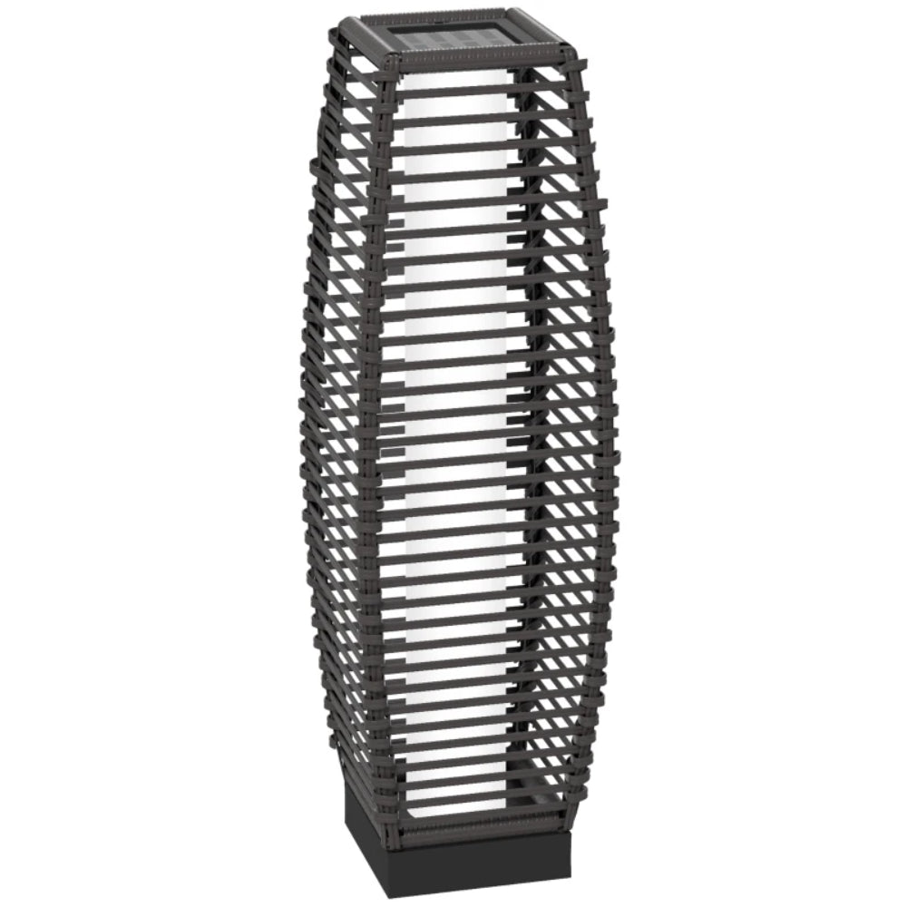 Outsunny Rattan Solar Floor Lamp, 68cm Tall Outdoor Garden Lantern Pathway Light & Decorative Lighting with Auto On/Off LED Lights, IP44, for Porch, Yard, Courtyard, Deck