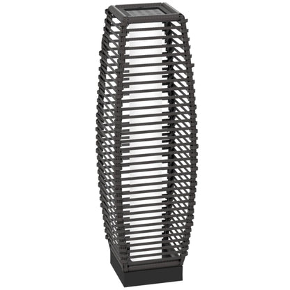 Outsunny Rattan Solar Floor Lamp, 68cm Tall Outdoor Garden Lantern Pathway Light & Decorative Lighting with Auto On/Off LED Lights, IP44, for Porch, Yard, Courtyard, Deck