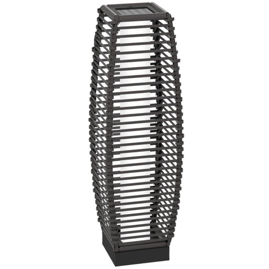 Outsunny Rattan Solar Floor Lamp, 68cm Tall Outdoor Garden Lantern Pathway Light & Decorative Lighting with Auto On/Off LED Lights, IP44, for Porch, Yard, Courtyard, Deck