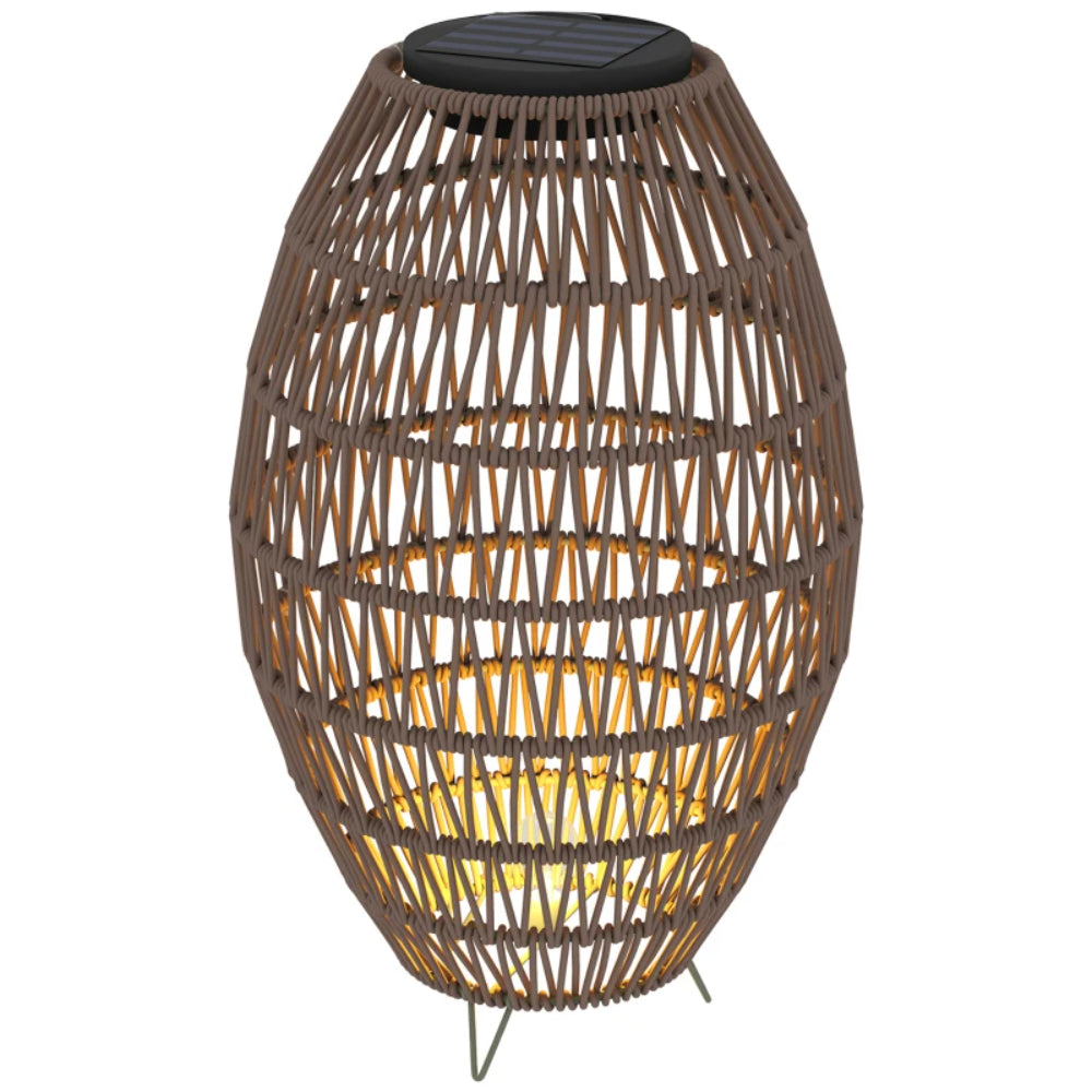 Outsunny Rattan Solar Lamp, Garden Solar Lantern with Auto On/Off Light, IP44 Waterproof, Decorative Outdoor Rattan Lamp for Porch, Pathway