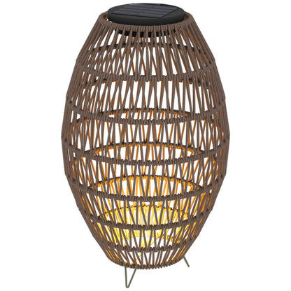 Outsunny Rattan Solar Lamp, Garden Solar Lantern with Auto On/Off Light, IP44 Waterproof, Decorative Outdoor Rattan Lamp for Porch, Pathway