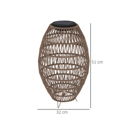 Outsunny Rattan Solar Lamp, Garden Solar Lantern with Auto On/Off Light, IP44 Waterproof, Decorative Outdoor Rattan Lamp for Porch, Pathway