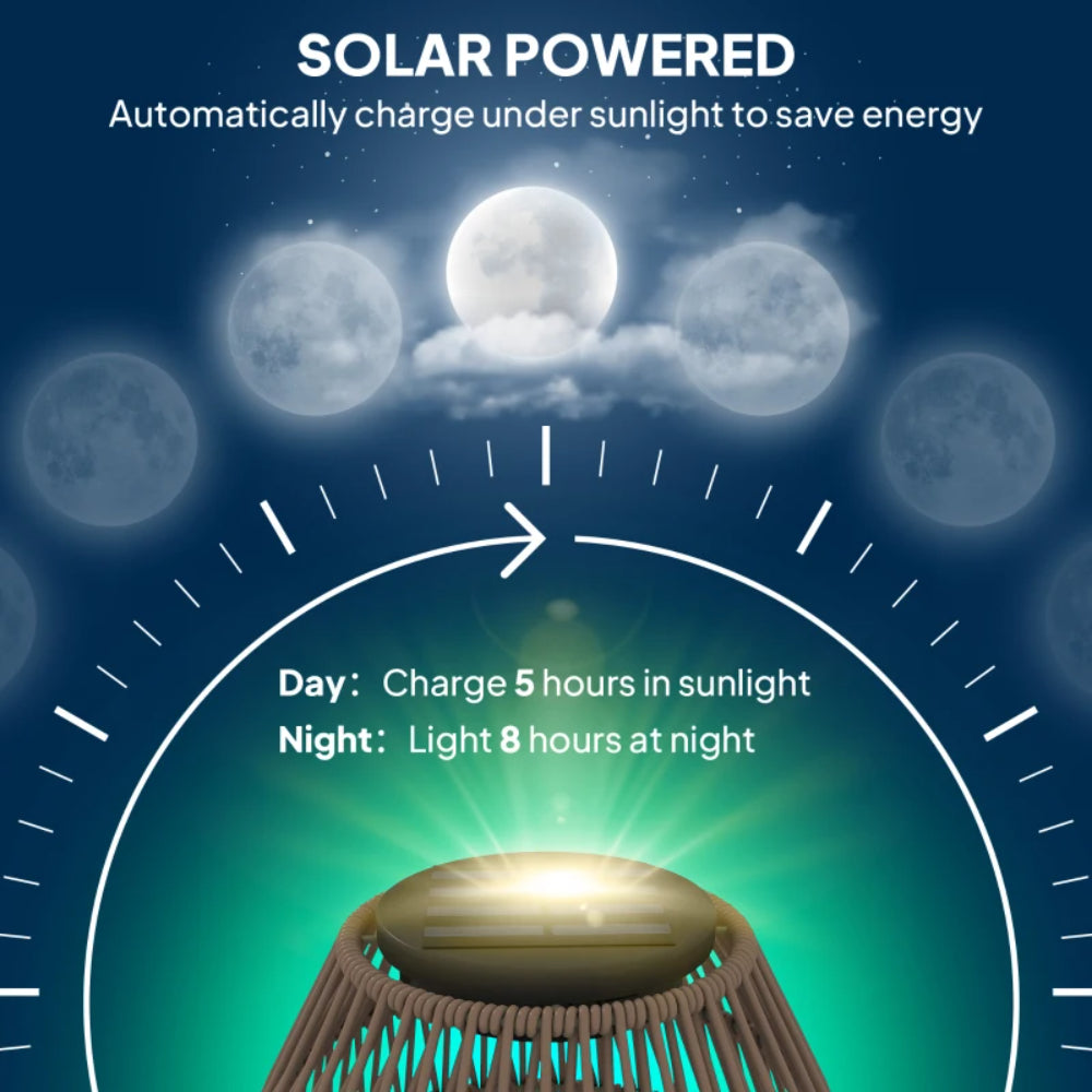 Outsunny Rattan Solar Lamp, Garden Solar Lantern with Auto On/Off Light, IP44 Waterproof, Decorative Outdoor Rattan Lamp for Porch, Pathway