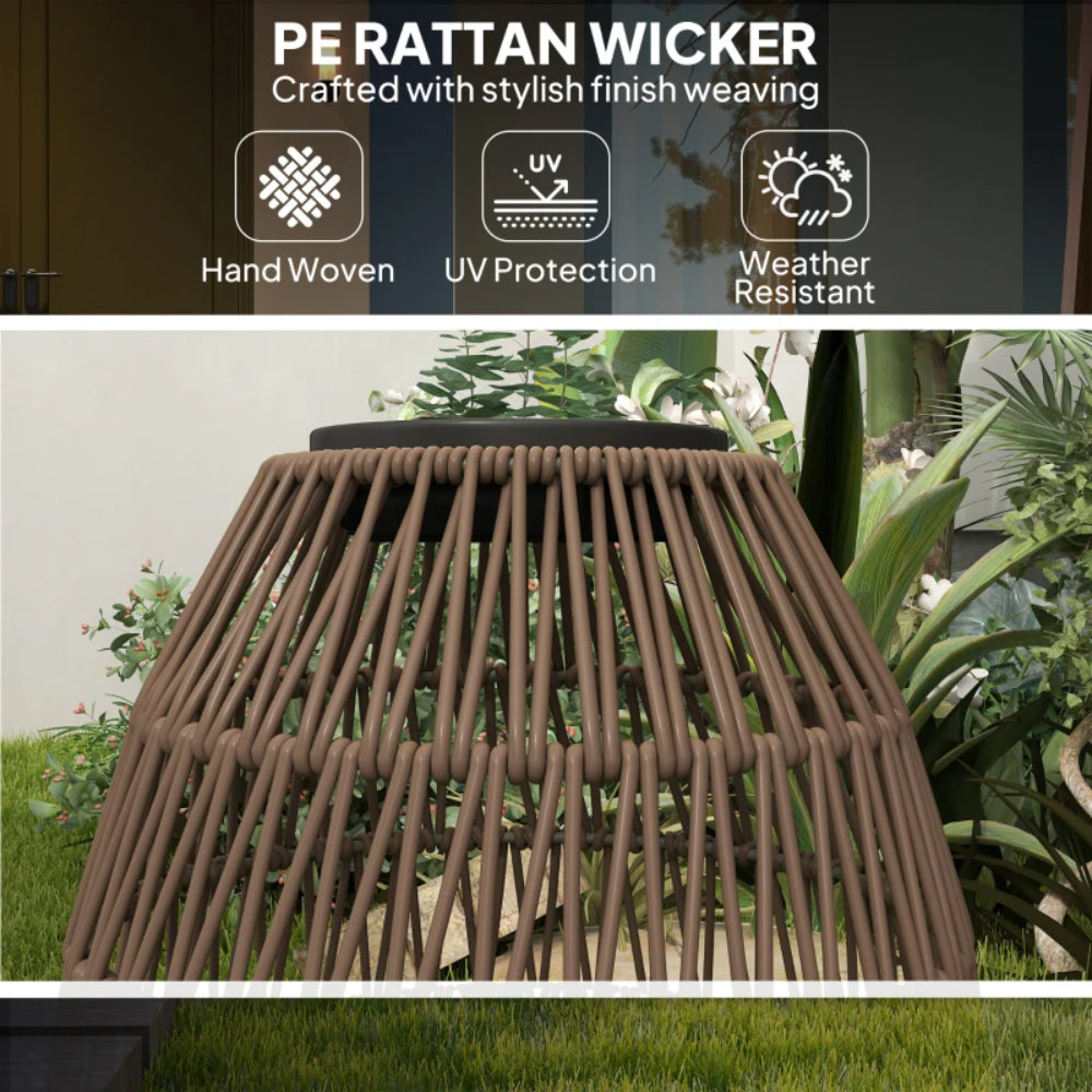 Outsunny Rattan Solar Lamp, Garden Solar Lantern with Auto On/Off Light, IP44 Waterproof, Decorative Outdoor Rattan Lamp for Porch, Pathway