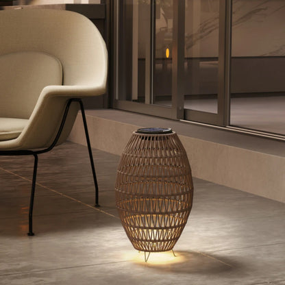 Outsunny Rattan Solar Lamp, Garden Solar Lantern with Auto On/Off Light, IP44 Waterproof, Decorative Outdoor Rattan Lamp for Porch, Pathway