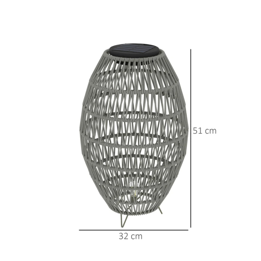 Outsunny Rattan Solar Lamp, Garden Solar Lantern with Auto On/Off Light, IP44 Waterproof, Decorative Outdoor Rattan Lamp for Porch, Pathway