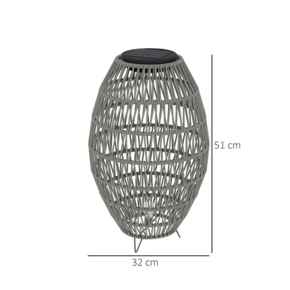 Outsunny Rattan Solar Lamp, Garden Solar Lantern with Auto On/Off Light, IP44 Waterproof, Decorative Outdoor Rattan Lamp for Porch, Pathway