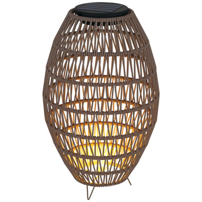 Outsunny Rattan Solar Lamp, Garden Solar Lantern with Auto On/Off Light, IP44 Waterproof, Decorative Outdoor Rattan Lamp for Porch, Pathway