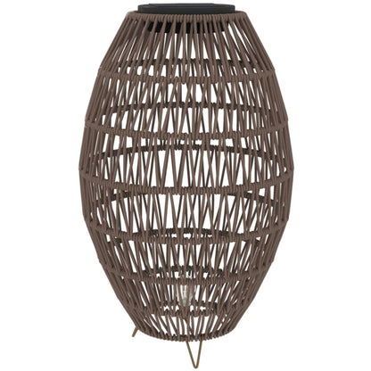 Outsunny Rattan Solar Lamp, Garden Solar Lantern with Auto On/Off Light, IP44 Waterproof, Decorative Outdoor Rattan Lamp for Porch, Pathway