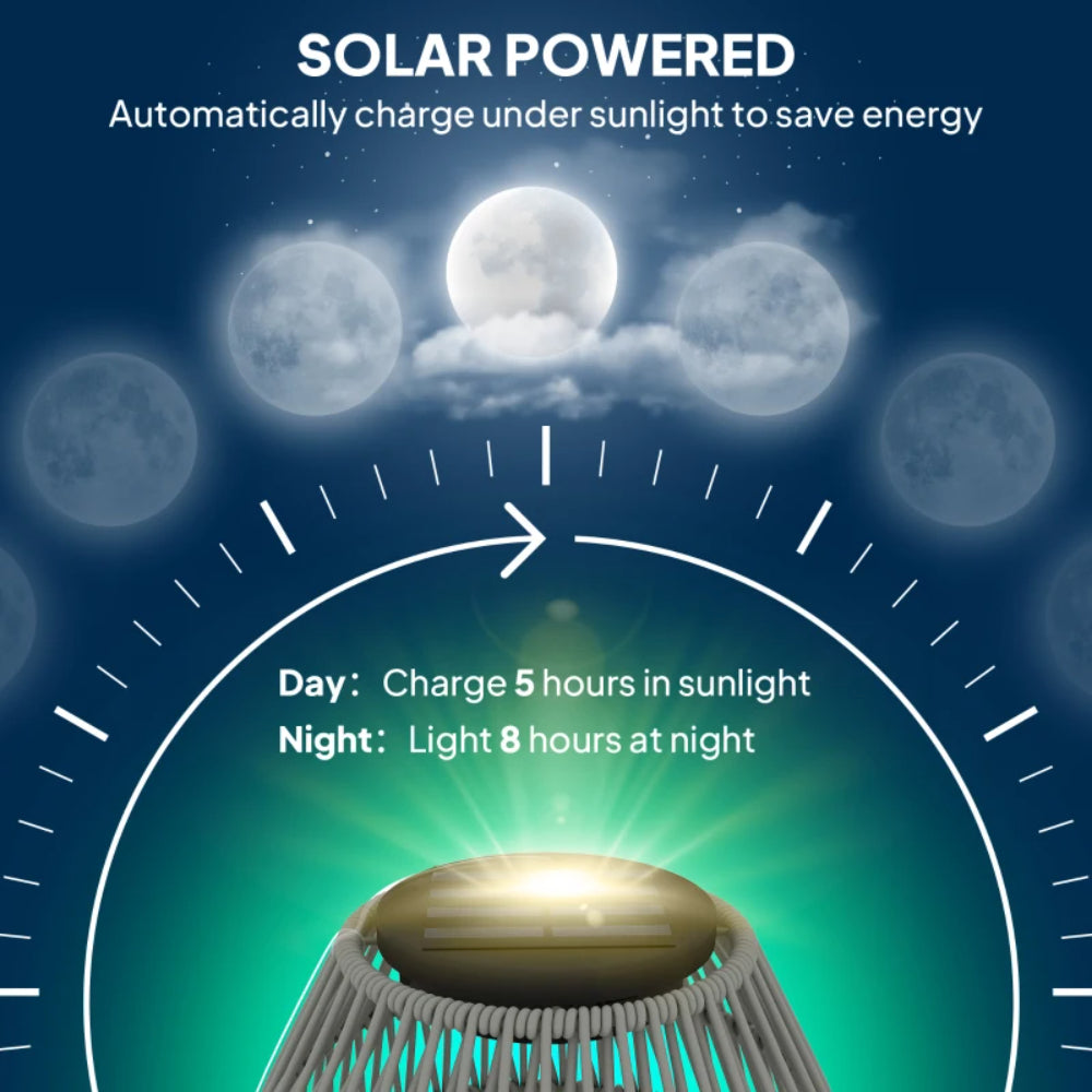 Outsunny Rattan Solar Lamp, Garden Solar Lantern with Auto On/Off Light, IP44 Waterproof, Decorative Outdoor Rattan Lamp for Porch, Pathway