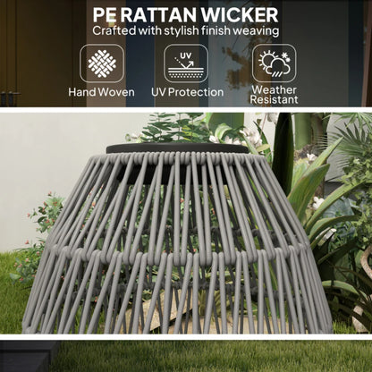 Outsunny Rattan Solar Lamp, Garden Solar Lantern with Auto On/Off Light, IP44 Waterproof, Decorative Outdoor Rattan Lamp for Porch, Pathway