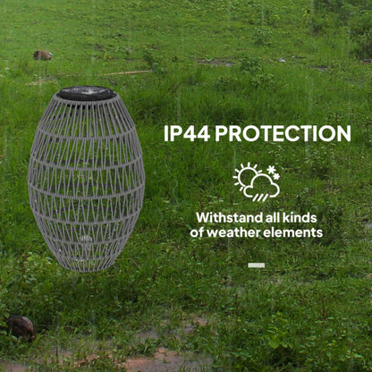 Outsunny Rattan Solar Lamp, Garden Solar Lantern with Auto On/Off Light, IP44 Waterproof, Decorative Outdoor Rattan Lamp for Porch, Pathway