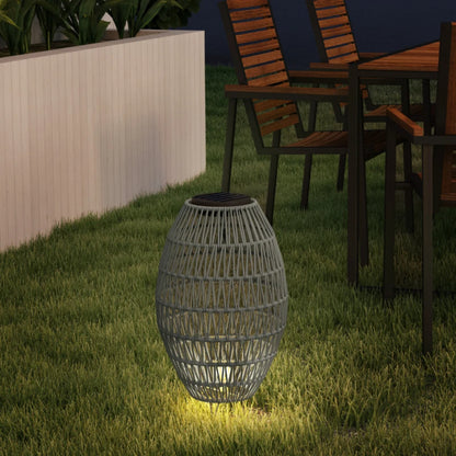 Outsunny Rattan Solar Lamp, Garden Solar Lantern with Auto On/Off Light, IP44 Waterproof, Decorative Outdoor Rattan Lamp for Porch, Pathway