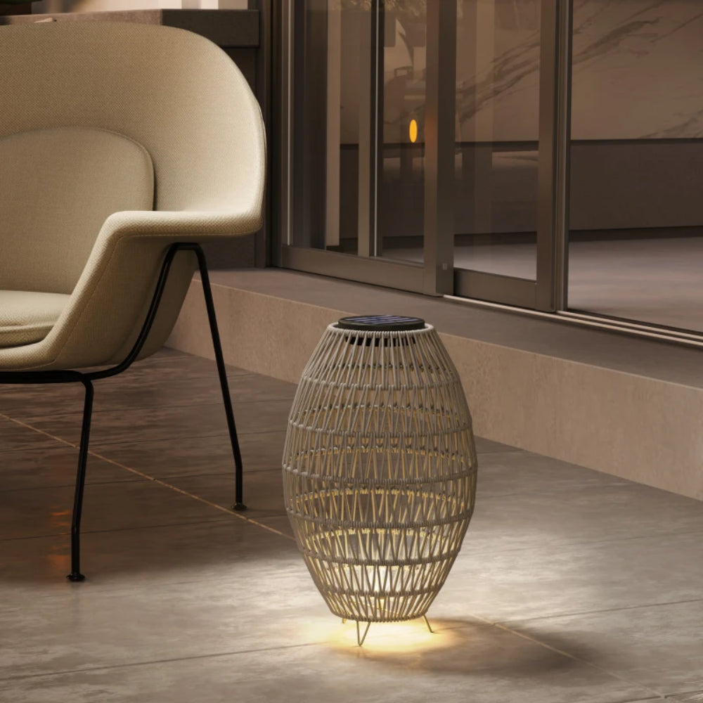 Outsunny Rattan Solar Lamp, Garden Solar Lantern with Auto On/Off Light, IP44 Waterproof, Decorative Outdoor Rattan Lamp for Porch, Pathway