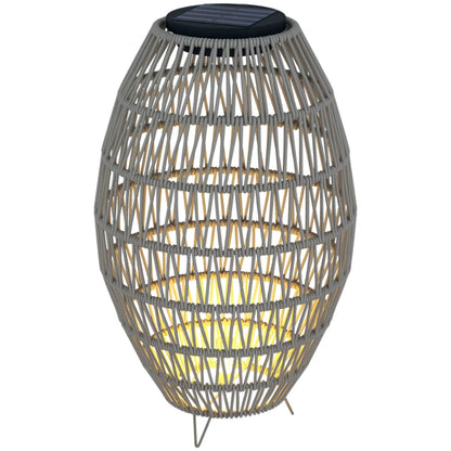 Outsunny Rattan Solar Lamp, Garden Solar Lantern with Auto On/Off Light, IP44 Waterproof, Decorative Outdoor Rattan Lamp for Porch, Pathway