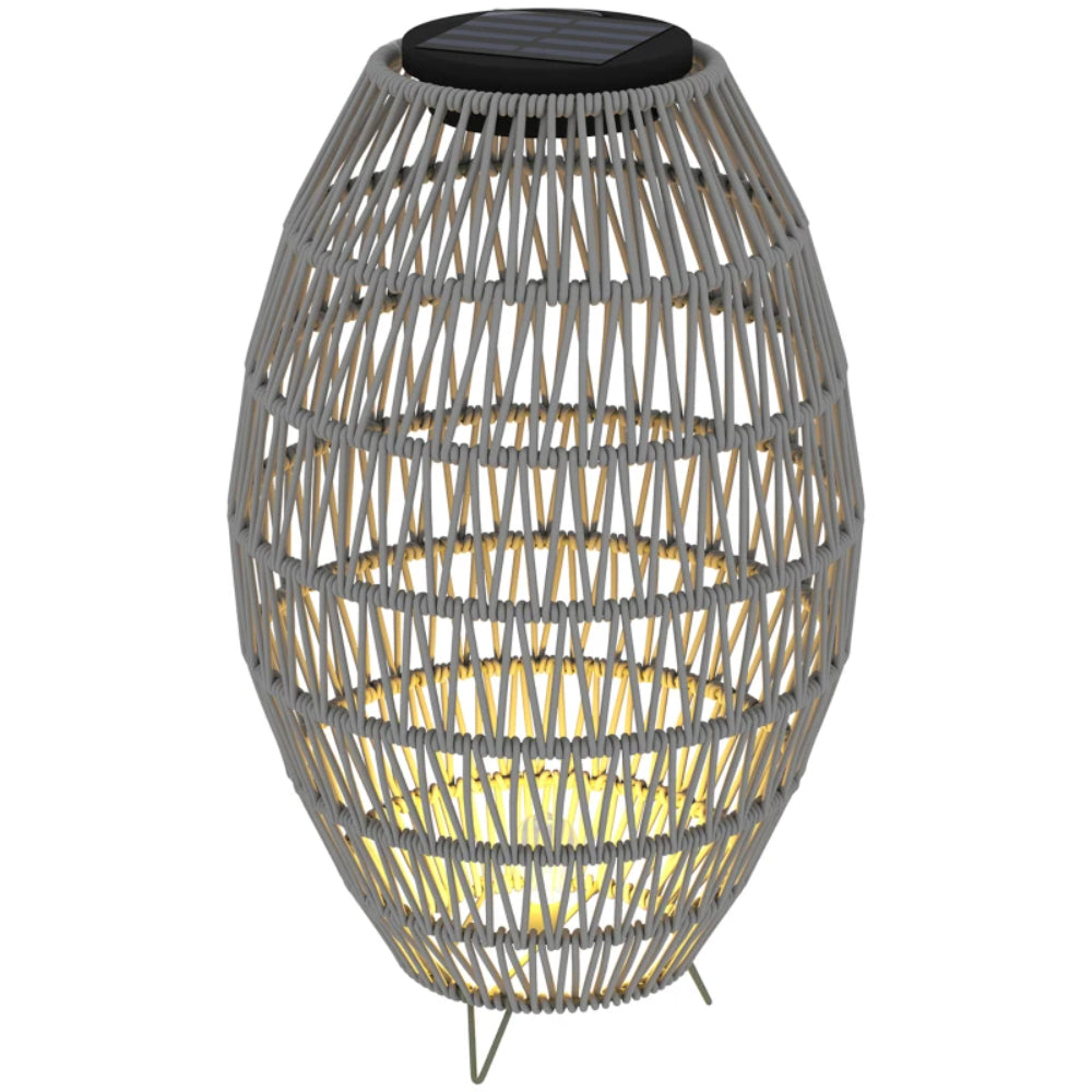 Outsunny Rattan Solar Lamp, Garden Solar Lantern with Auto On/Off Light, IP44 Waterproof, Decorative Outdoor Rattan Lamp for Porch, Pathway