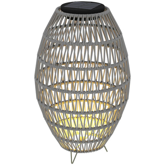 Outsunny Rattan Solar Lamp, Garden Solar Lantern with Auto On/Off Light, IP44 Waterproof, Decorative Outdoor Rattan Lamp for Porch, Pathway