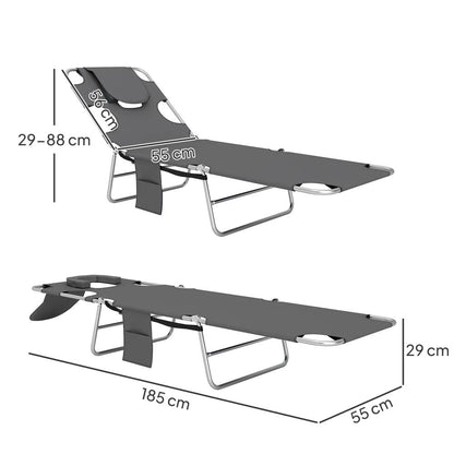 Outsunny Reclining Face Hole Sun Lounger - Dark Grey 2