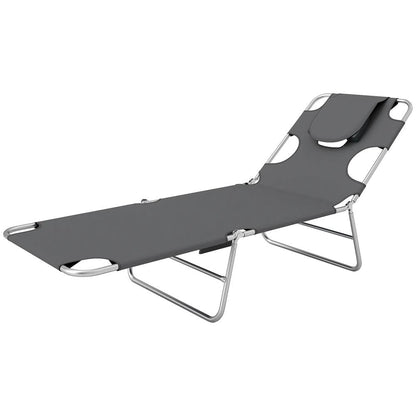 Outsunny Reclining Face Hole Sun Lounger - Dark Grey 9