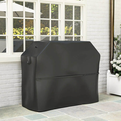 Outsunny BBQ Cover for Rectangular Gas Grill, 600D UPF30+ Oxford Fabric Barbecue Cover for Waterproof Protection Rip-Proof, with Windproof Hook and Loop Fasteners, Vents, 147 x 61 x 122 cm, Black 6