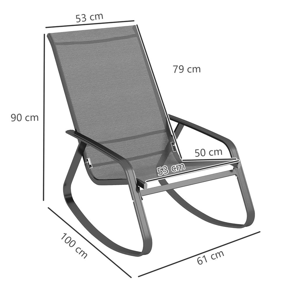 Outsunny Rocking Garden Chair - Grey 2