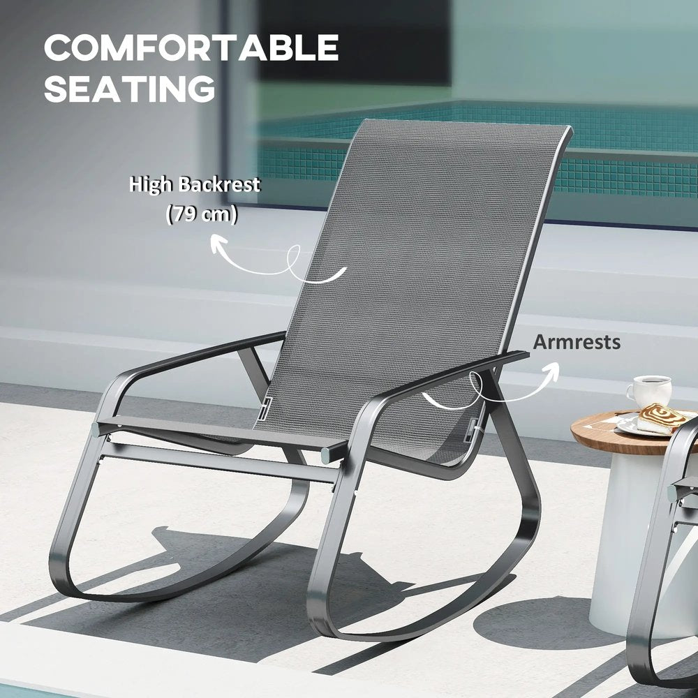 Outsunny Rocking Garden Chair - Grey 4