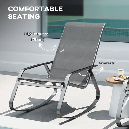 Outsunny Rocking Garden Chair - Grey 4