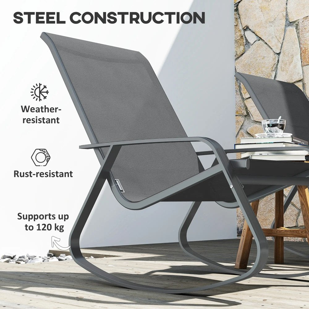 Outsunny Rocking Garden Chair - Grey 6