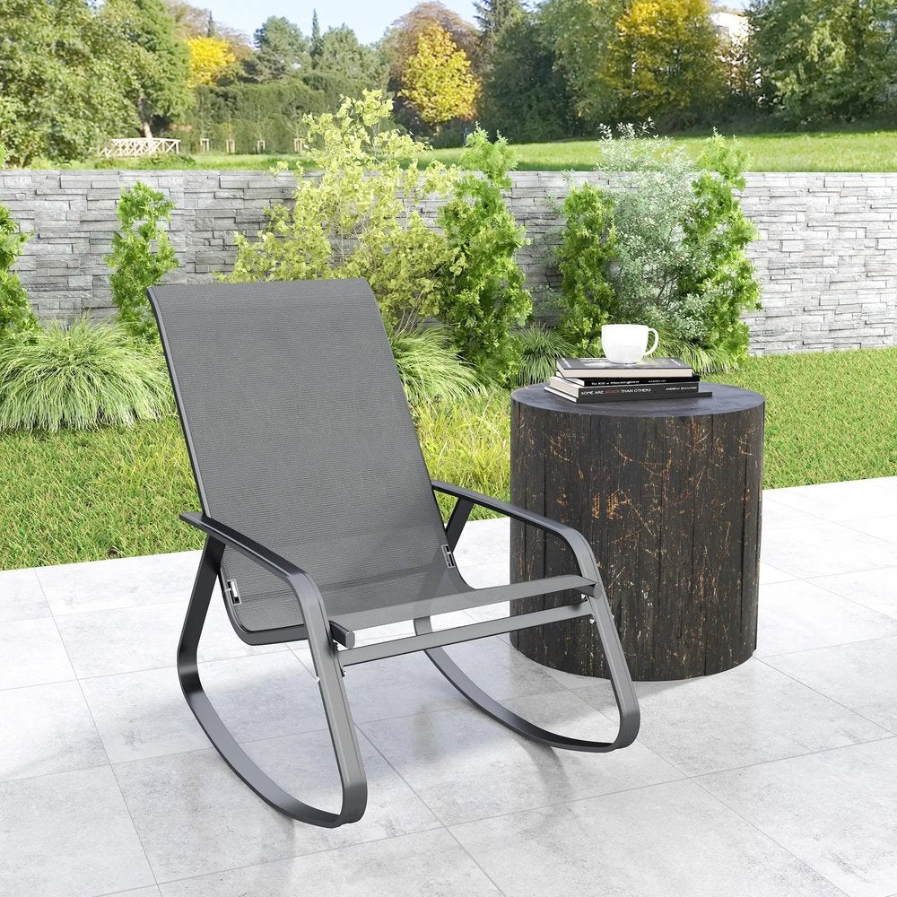 Outsunny Rocking Garden Chair - Grey 8