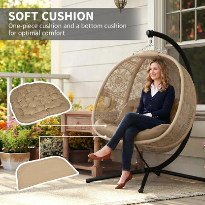 Outsunny Round Egg Basket Chair, with Steel Stand 14