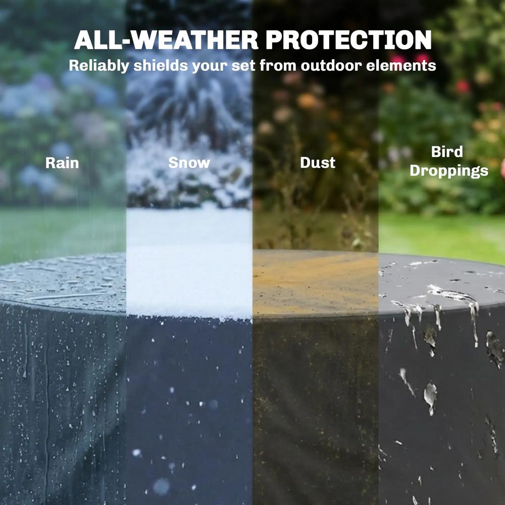 Outsunny Round Garden Furniture Cover, Waterproof Garden Table Cover, 420D Heavy Duty Oxford for Outdoor, Dia.214 x 70 cm, Black 5