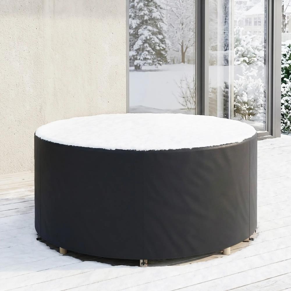 Outsunny Round Garden Furniture Cover, Waterproof Garden Table Cover, 420D Heavy Duty Oxford for Outdoor, Dia.214 x 70 cm, Black 8