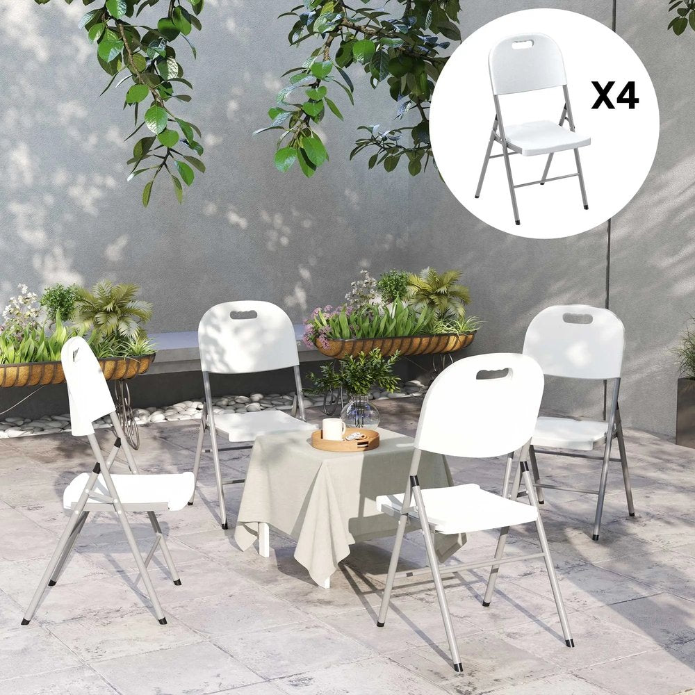 Outsunny Set of Four Foldable Outdoor Chairs - White 5