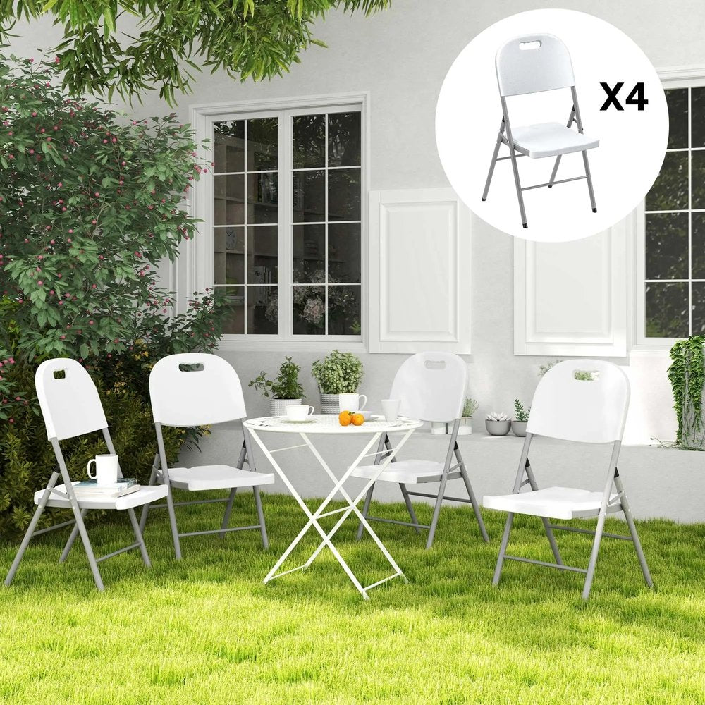 Outsunny Set of Four Foldable Outdoor Chairs - White 7
