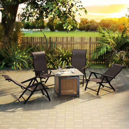 Outsunny Set of Four Folding Garden Chairs, with Seven-Position Adjustable Backs