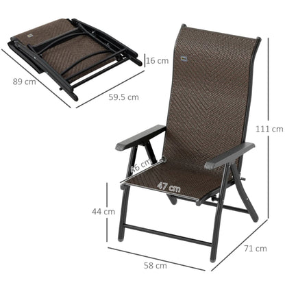Outsunny Set of Four Folding Garden Chairs, with Seven-Position Adjustable Backs