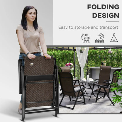 Outsunny Set of Four Folding Garden Chairs, with Seven-Position Adjustable Backs