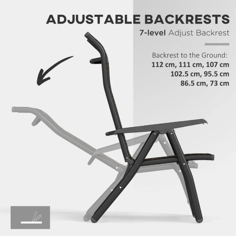 Outsunny Set of Four Folding Garden Chairs, with Seven-Position Adjustable Backs
