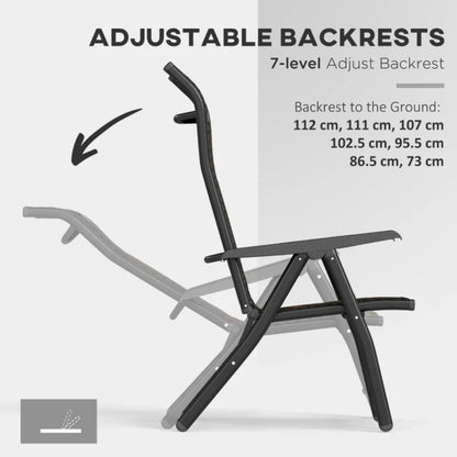 Outsunny Set of Four Folding Garden Chairs, with Seven-Position Adjustable Backs