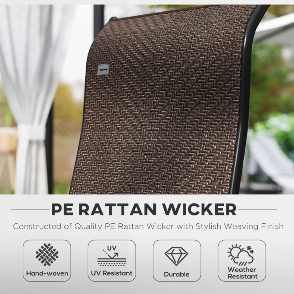 Outsunny Set of Four Folding Garden Chairs, with Seven-Position Adjustable Backs