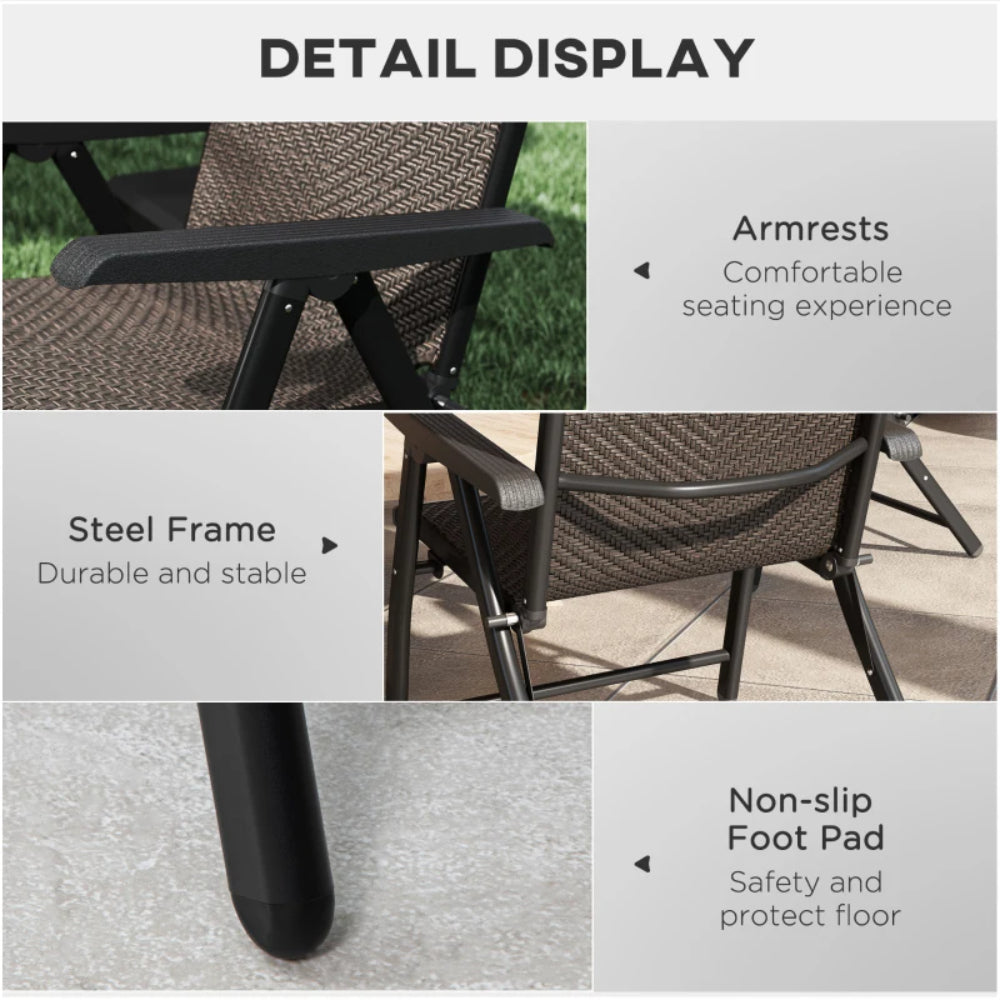 Outsunny Set of Four Folding Garden Chairs, with Seven-Position Adjustable Backs