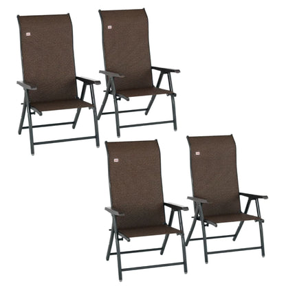 Outsunny Set of Four Folding Garden Chairs, with Seven-Position Adjustable Backs
