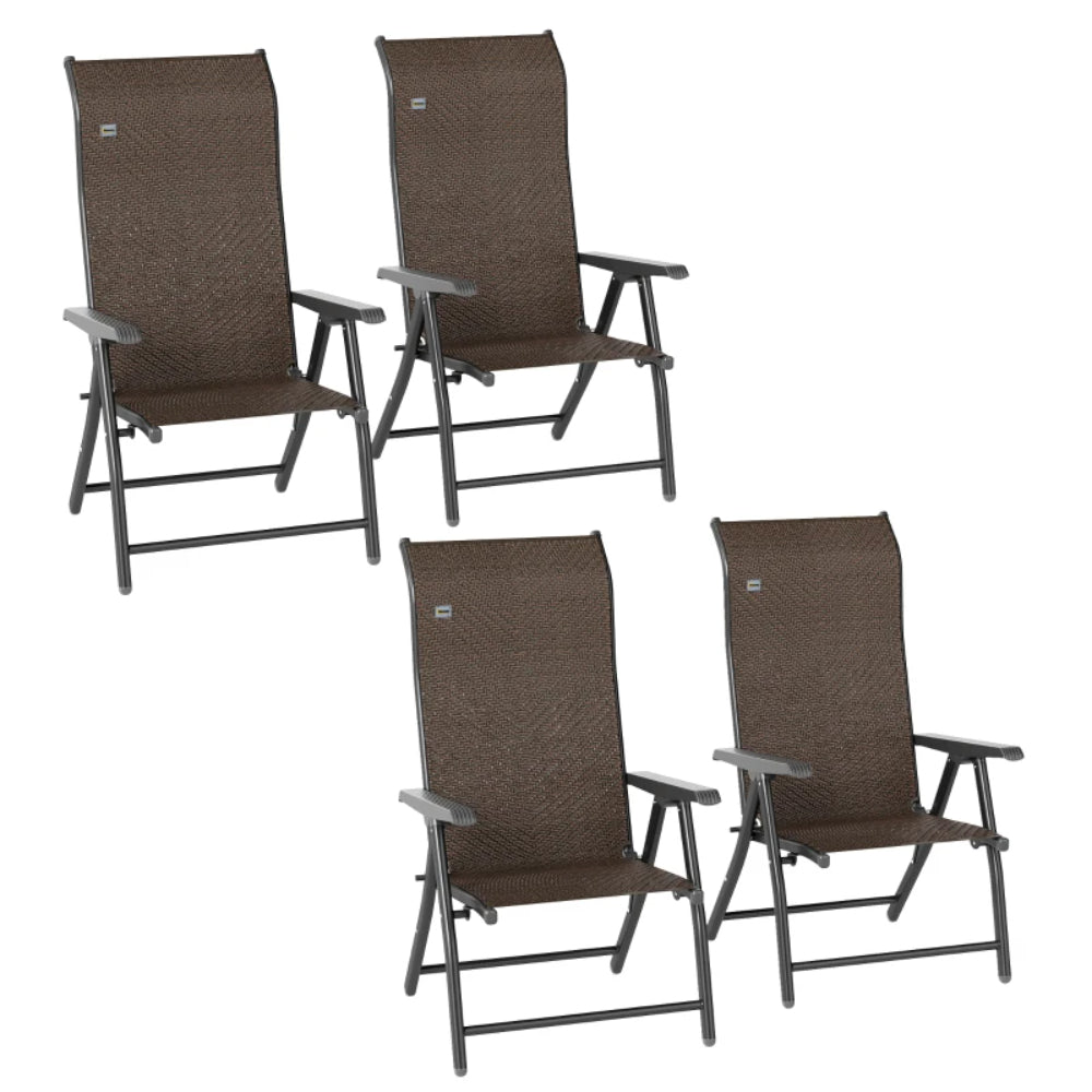 Outsunny Set of Four Folding Garden Chairs, with Seven-Position Adjustable Backs
