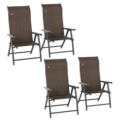 Outsunny Set of Four Folding Garden Chairs, with Seven-Position Adjustable Backs