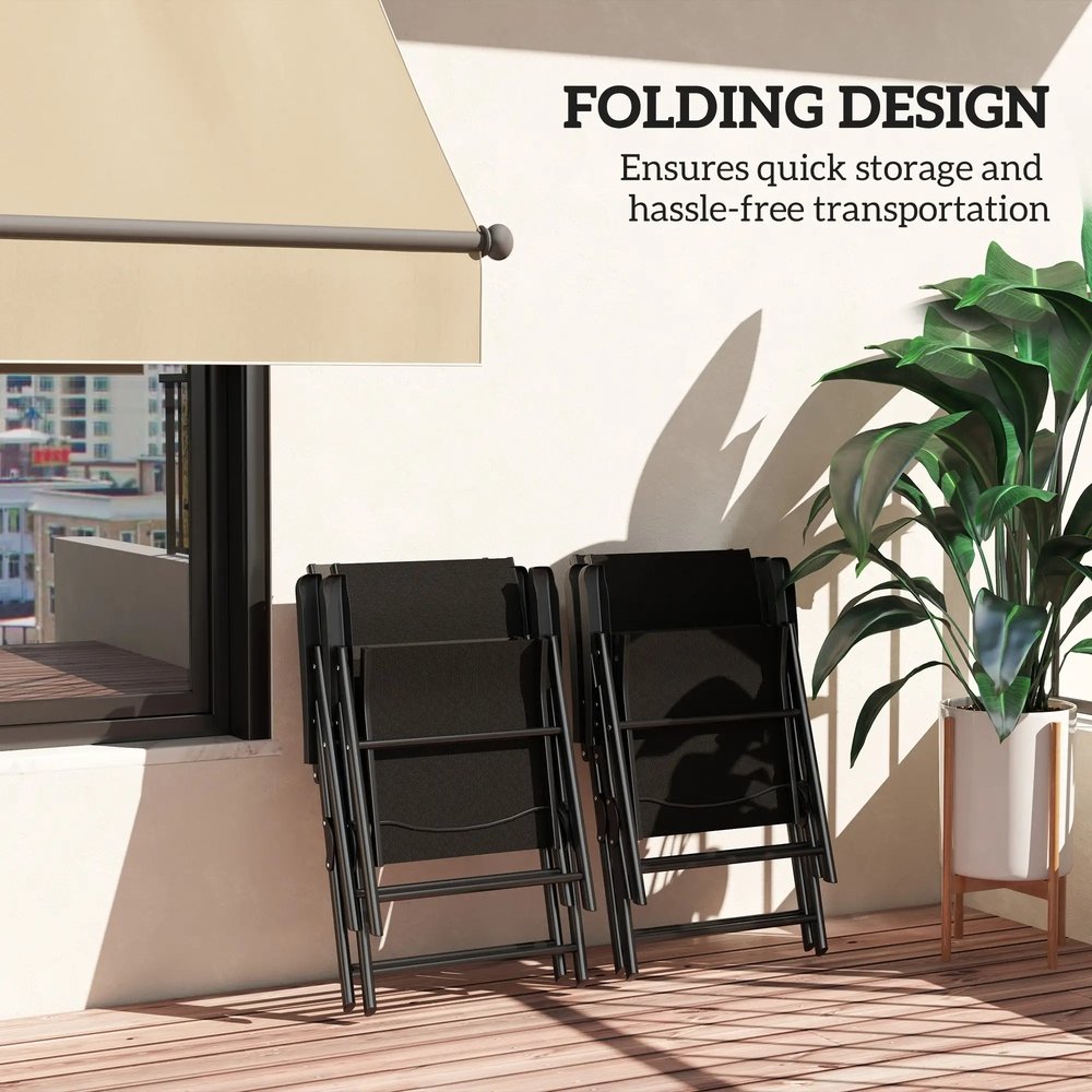 Outsunny Set of Four Folding Outdoor Chairs - Black 4