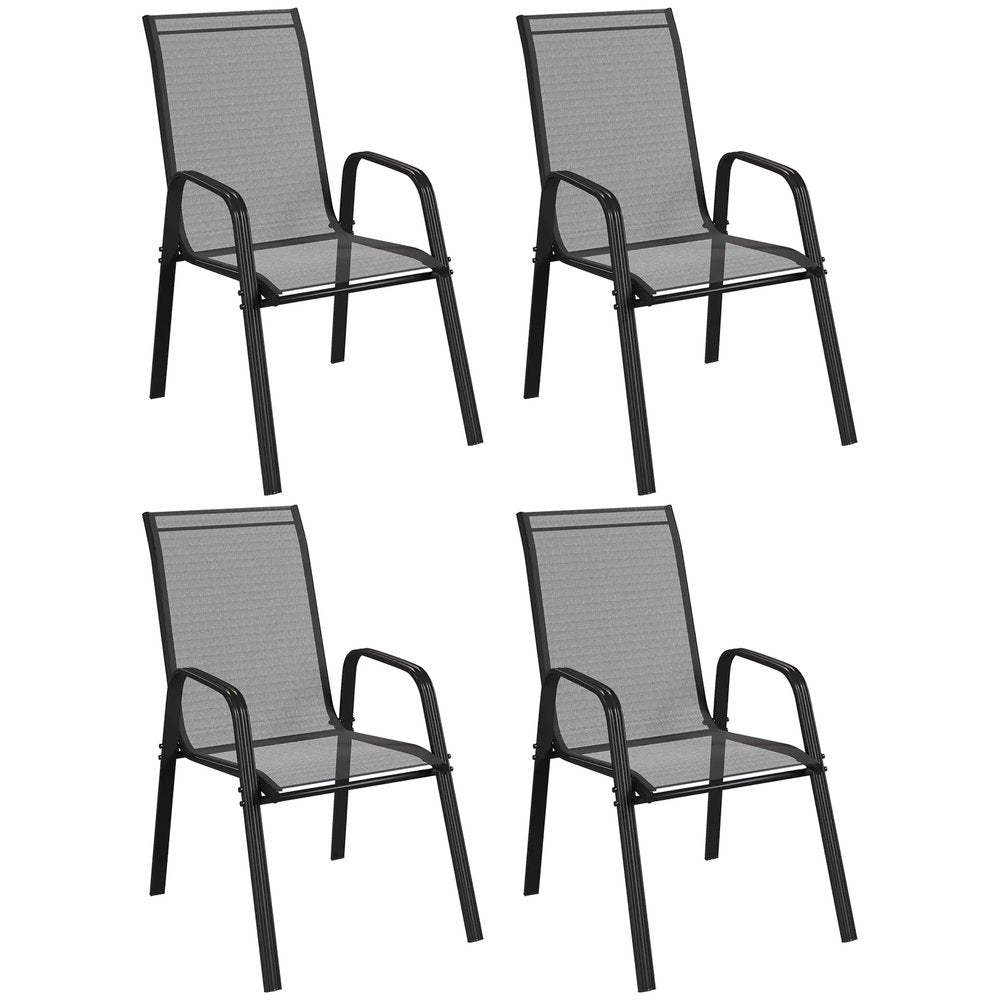 Outsunny Set of Four Stackable Mesh Seat Chairs 11
