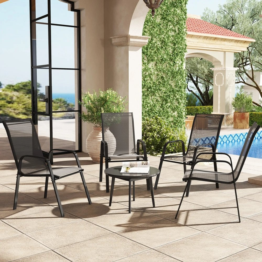 Outsunny Set of Four Stackable Mesh Seat Chairs 12